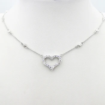 

925 sterling silver zircon classic heart-shaped pendant with Europe and the United States clavicle necklace