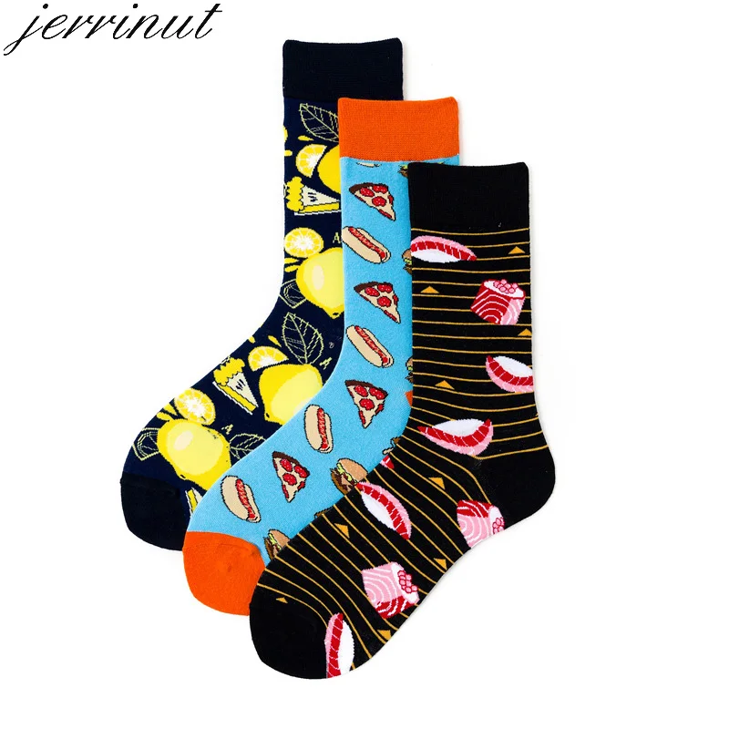 Jerrinut 1 пара модный тренд Повседневные носки в стиле харакдзюку осень зима творческая пища узор счастливый Забавный Скейтборд Мужские носки
