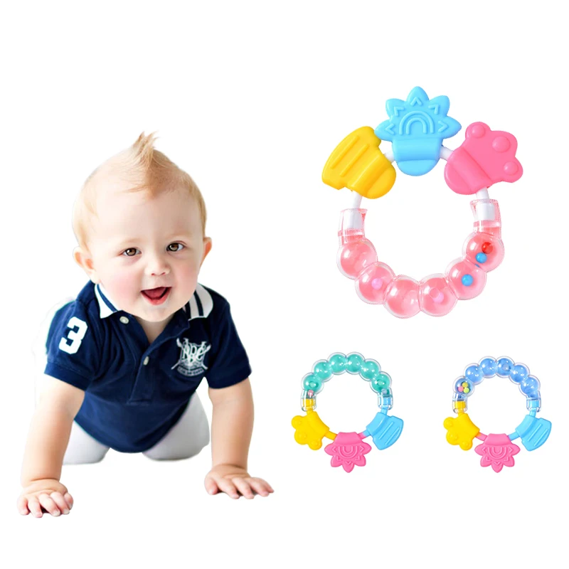 Baby Rattle Set Toy 3pcs Teether Rattle Various shapes Gift box Early learning