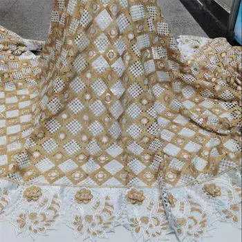 

African Lace Fabric 2020 High Quality Guipure Cord lace Fabric Embroidery Swiss Voile with Stones for Nigerian Party F3295