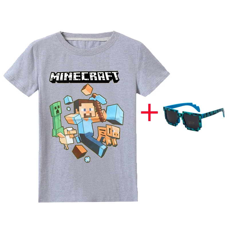 

2019 Our World Minecraft Kids Running Children Short Sleeve T-Shirts Boys Adventure Tees FNaF Pure Cotton Baby Girls O Neck Tops