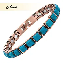 Vivari, Женский полудрагоценный браслет с медным цветным покрытием, магнитный женский браслет, Шарм для облегчения боли