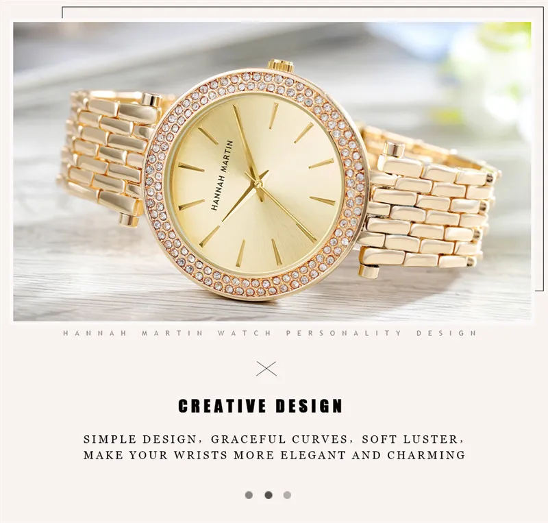 Hannah Martin модные роскошные женские часы из нержавеющей стали Reloj Mujer женская одежда часы женские часы relogio feminino