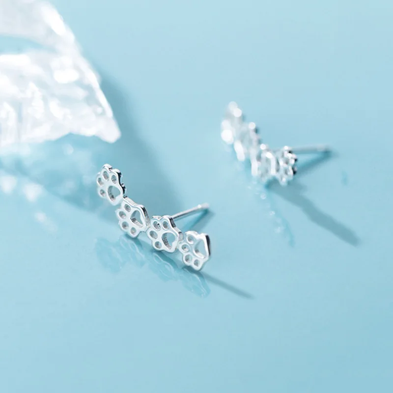 INZATT Real 925 Sterling Silver Hollow Cat claw Stud Earring For Fashion Women Party Cute Fine Jewelry MInimalist Accessories - Image 6