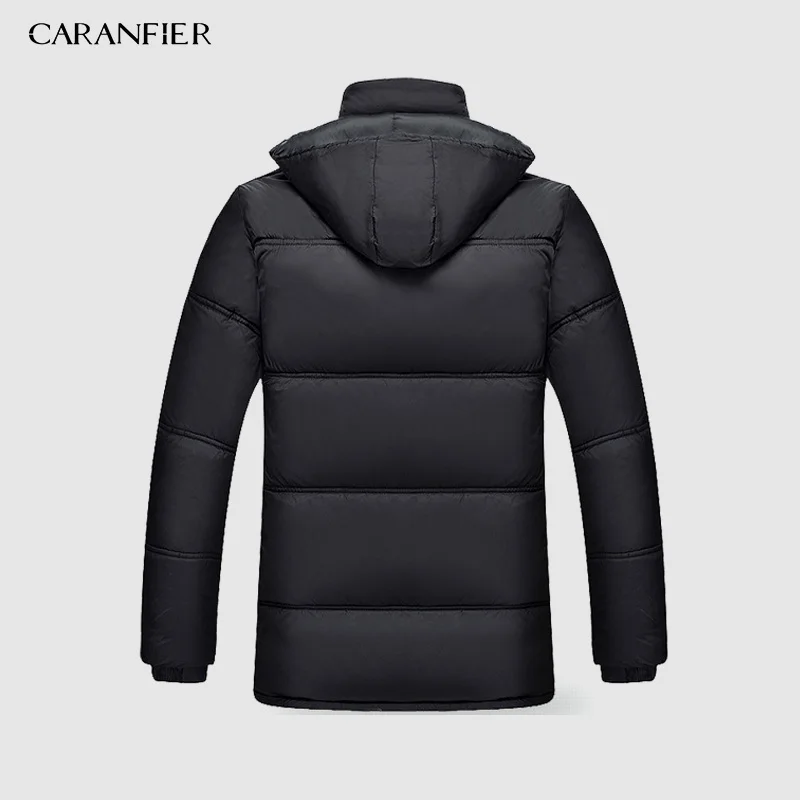 CARANFIER/Лидер продаж года; модное зимнее пальто с капюшоном для мужчин; толстая теплая зимняя мужская куртка; подарок для отца; парка; теплая-15 градусов