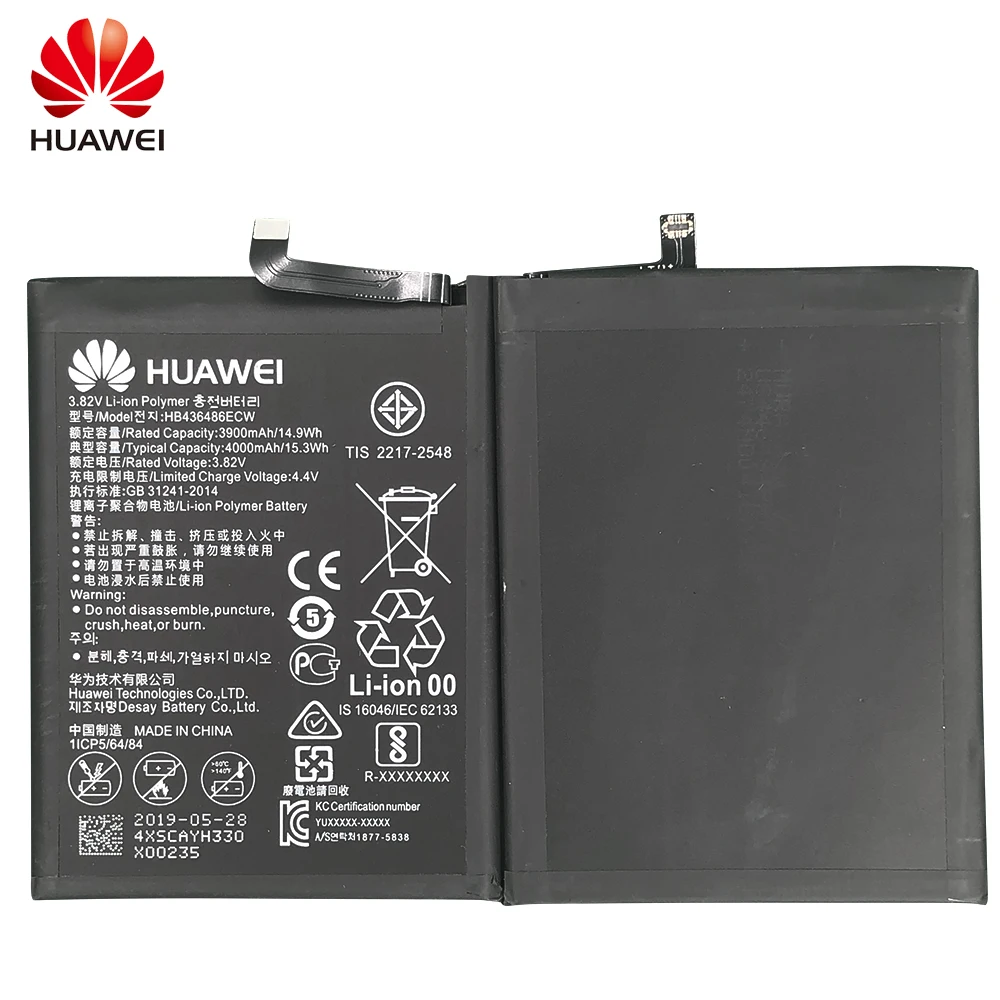 Запасная батарея для телефона Hua Wei HB436486ECW 3900 мАч Huawei Mate 10 / Pro Lite P20 Оригинальные