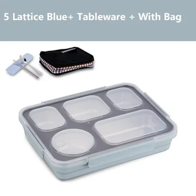 5 Lattice With Bag 304 термос из нержавеющей стали Ланч-бокс белый мешок набор детей взрослых Bento боксы герметичные японский стиль контейнер еды портативный - Цвет: 5 Lattice With Bag