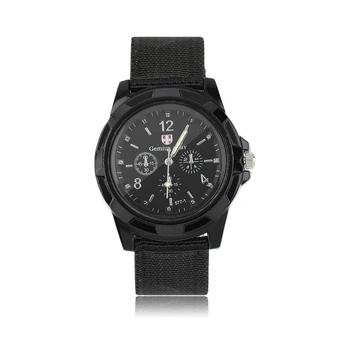 

GENBOLI 1pcs Unisex Analog Men Luminous Quartz Wrist Watch Canvas Belt Army Military Sport Style Relogio