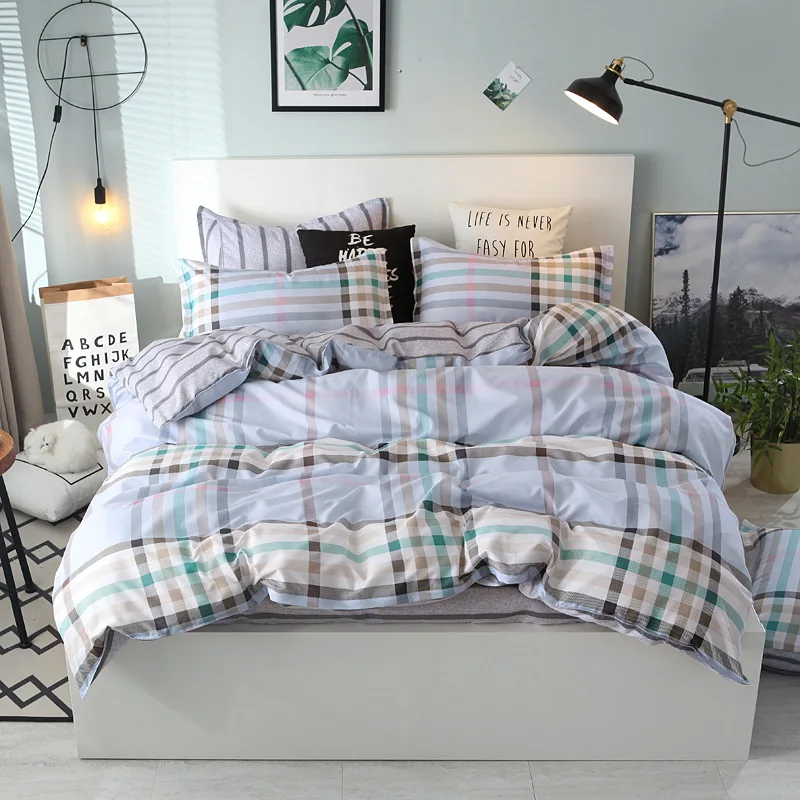 

Classic Ducet Cover Bedding Set Pillowcase Sheet King Queen Twin Full Size AB Side Bed Linen 2019 Summer Free Shipping Dropship