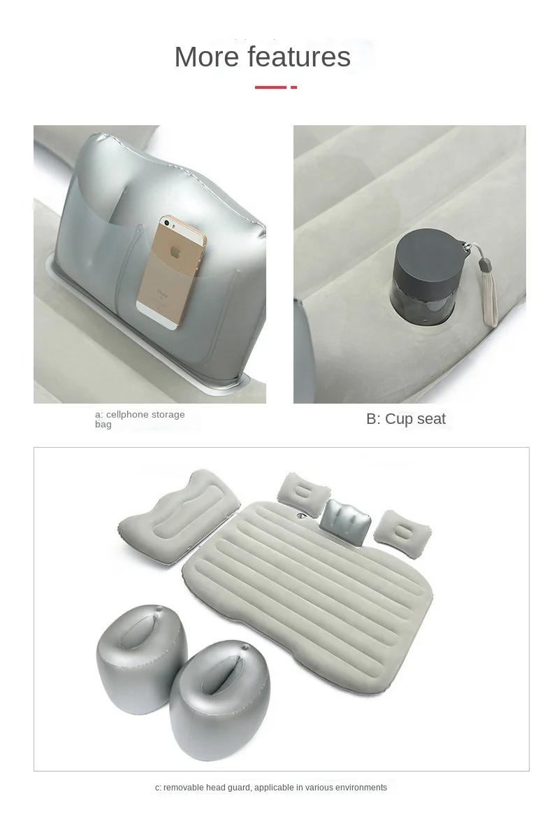 Description Picture 3 of itemMultifunctional Car Inflatable Mattress with Head Guard Adult Car Mattress Car Flocking Inflatable Bed Wholesale