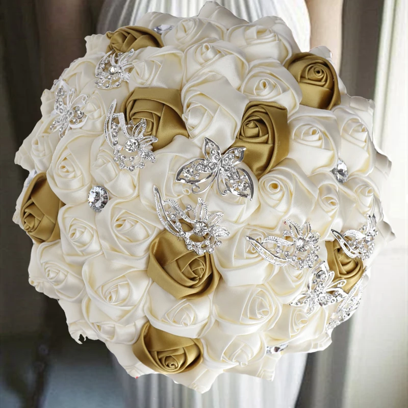 

1pc/lot cream Wedding Diamond Bouquet for wedding decoration