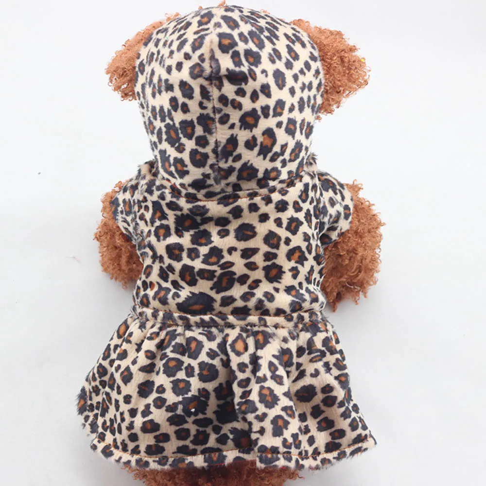 Толстовка с капюшоном для собак Модные леопардовые платья Топы для щенков хлопковая толстовка с капюшоном Одежда Мопс декоративная собачка Померанский дропшиппинг#9245