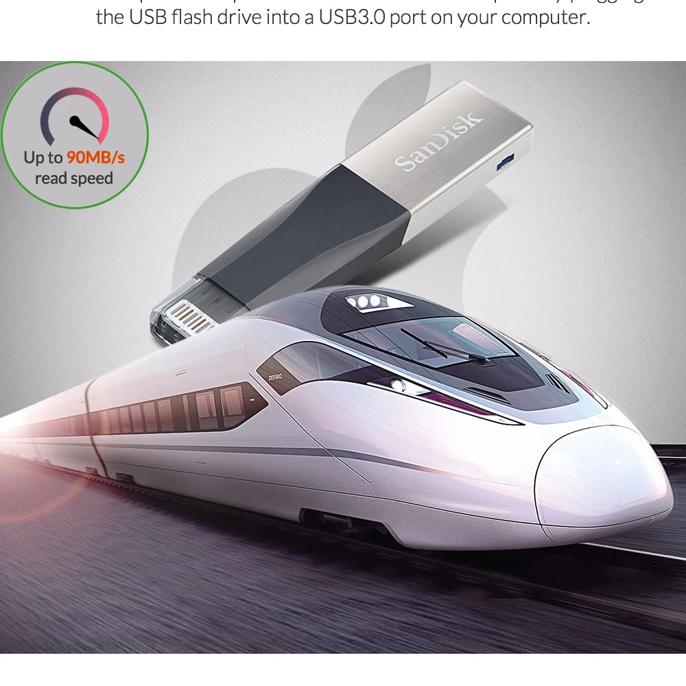 SanDisk USB флеш-накопитель iXPand OTG с разъемом Lightning u-диск USB 3,0 флеш-накопитель 32 Гб 64 Гб 128 ГБ флеш-накопитель MFi для iPhone и iPad