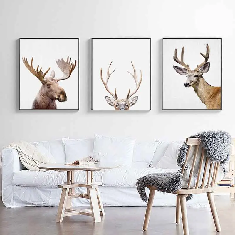 Детская лося рисунок оленя на холсте Kawaii Wall Art животных холст печати плакатов Nordic