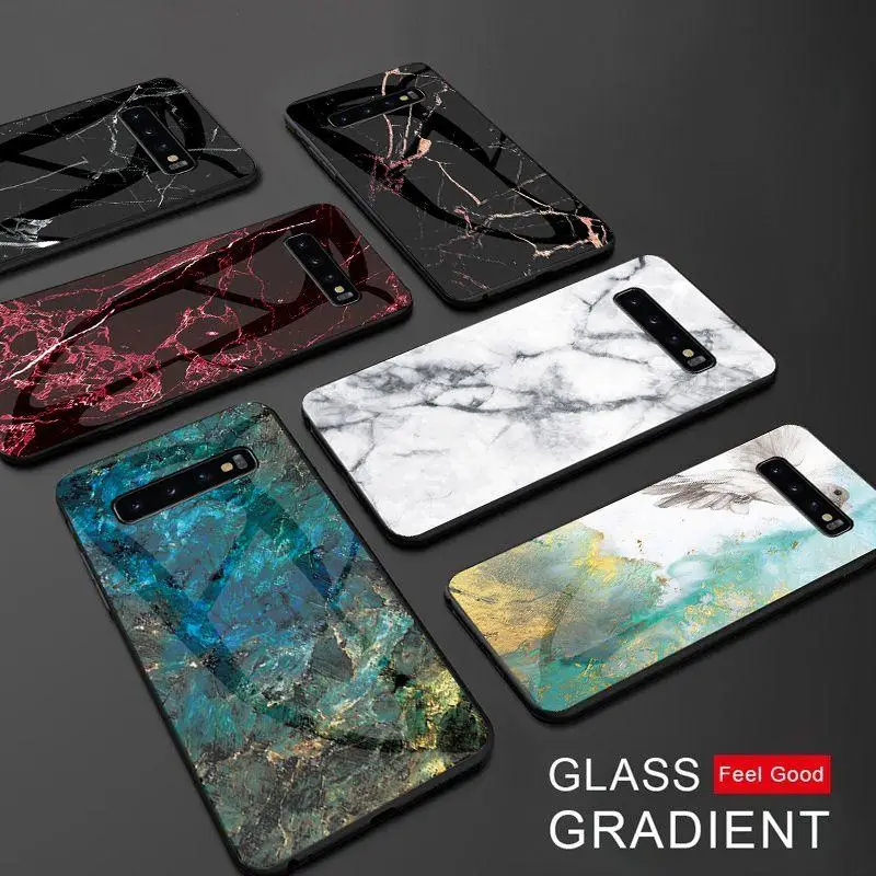 

Luxury Glass Marble Pattern Case For Samsung Galaxy A70 A50 A30 A20 A10 A750 Cover For Samsung S7 S8 S9 S10Plus Note 8 9 10 Capa