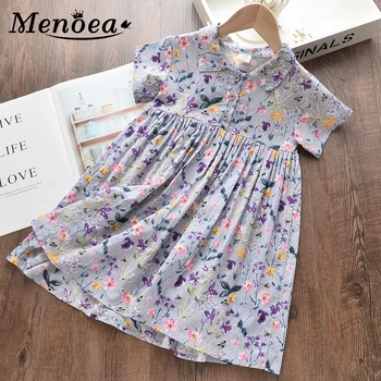 

Menoea Kids Dresses 2020 Girls Floral Clothes Small Fresh Dresses Summer Short-Sleeve Clothes Children Button Clothes