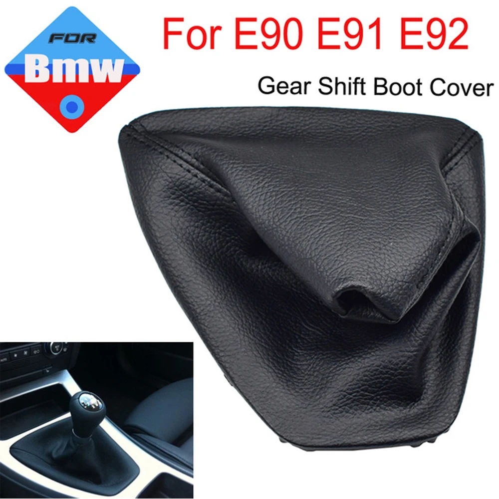 For BMW E39 M/T Shift Lever Boot Black Leather OES w/ Mount Frame Shifter Pouch