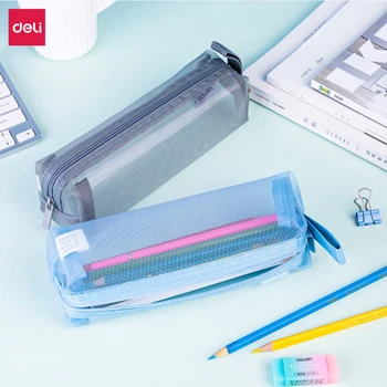 

Deli Transparent Large Capacity Pencil Case Stationery Storage Bag Student Stationery Box Examination Pen Box Office Supplies