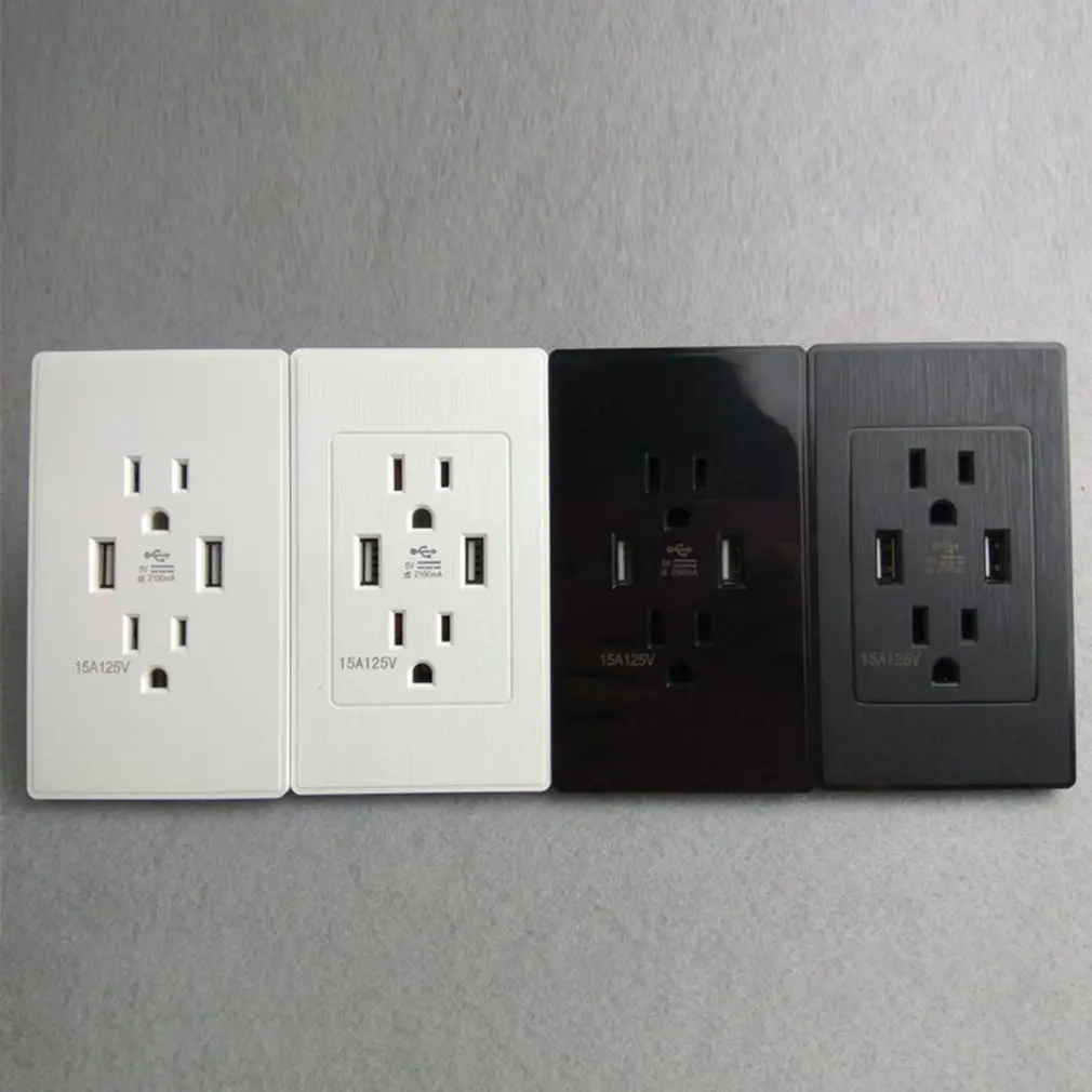 US 2 usb порта домашнее настенное зарядное устройство адаптер розетка двойной USB порт розетки пластина панель США вилка домашнее настенное зарядное устройство адаптер Белый/Черный