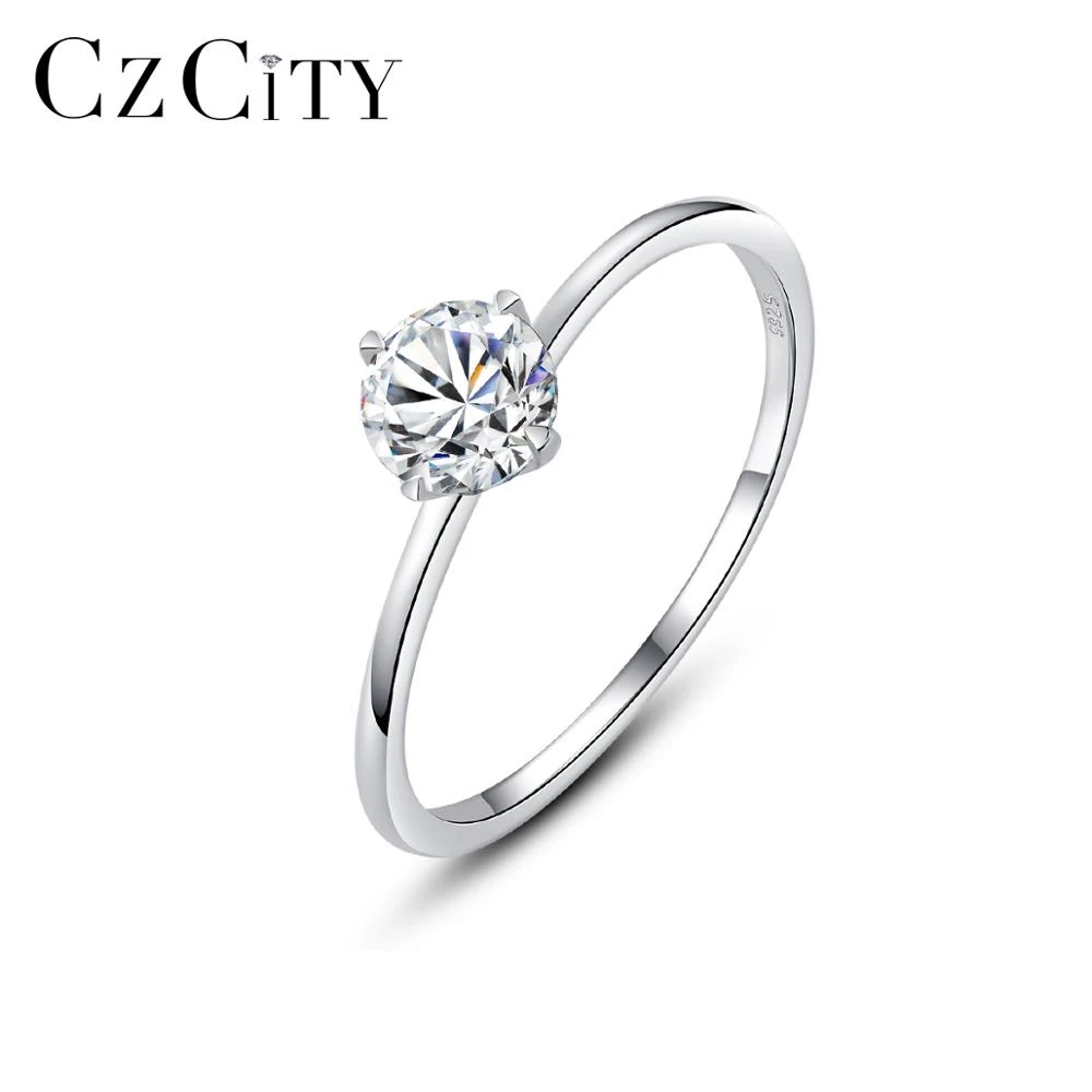 CZCITY Small Simple 0.5ct Moissanite-Diamond ring for Women Engagement Birthday Gifts 925 Sterling Silver Fine Jewelry MSR-016 anklet