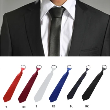 

Fashion Men's Pretied Solid Color Tuxedo Formal Adjustable Zipper Necktie Easier Elegant Male Business Party Decoration