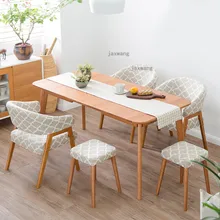 Скандинавское кресло из цельного дерева, обеденные стулья, тканевые кресла для отдыха, стул для учебы, спальни, отдыха, современное простое украшение мебели