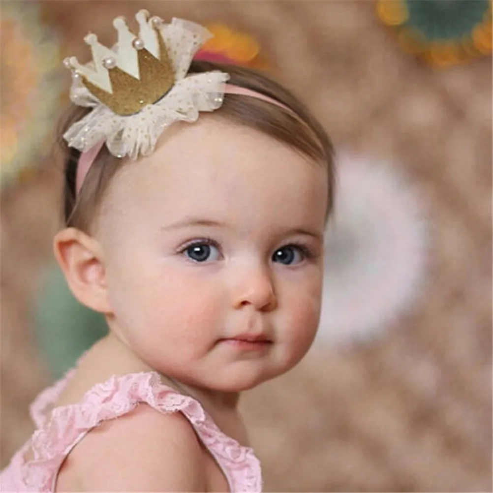 Baby Girl Shiny Princess Tiara Hair Band Headband Kids Elastic Crown Headwea Dz 