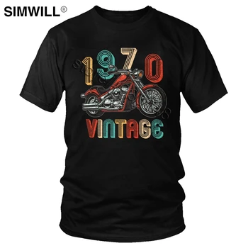 

Vintage Custom Motorcycle 1970 T Shirt Motocross Dirt Bike Tee Fashion 50th Birthday T-Shirt for Rider Short Sleeves Cotton Tops
