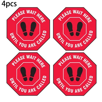 

4Pcs Red Premium PVC Material Social Distancing Stickers Universal Logo Stickers For Public Shop Office Floor Decals