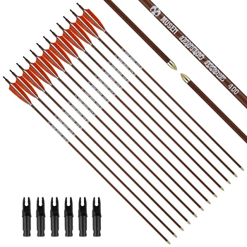 

Musen 6/12PCS 31" Spine 400 ID6.2mm Wooden Carbon Arrow Shaft with Archery 31Inch Carbon Hunting Arrows 4-Inch Turkey Feather
