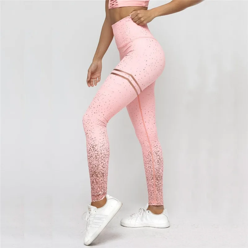 New-Hotsale-Women-Pink-Rosed-Gold-Print-Leggings-High-Waist-Women-Sportwear-Clothes-Black-Fitness-Leggins
