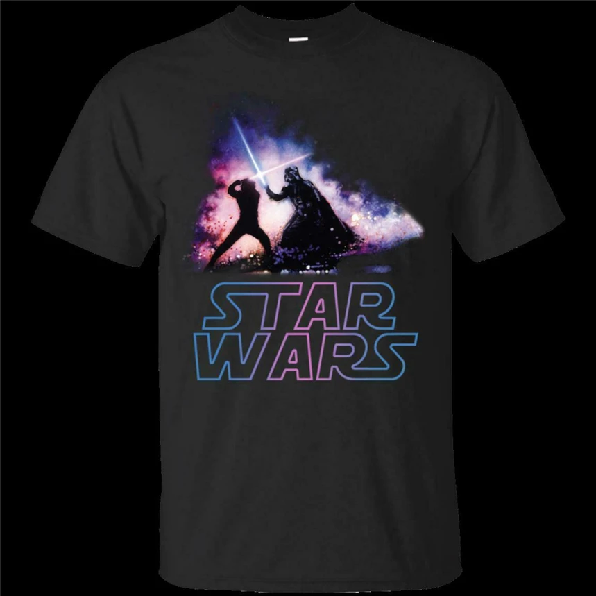 Men Star Wars Crossing Lightsabers Black T-Shirt Size S-3Xl Custom Screen Printed Tee Shirt | Мужская одежда
