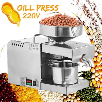 

Oil Press Machine 220V Small Business Equipment Machine Stainless steel oil pressure Peanutss Sesame Nut Oil extractor EU Plug