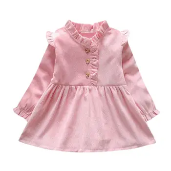 

Spring Autumn Long Sleeves Girls Casual Dress Toddler Kid Baby Girl Solid Party Princess Dress Tops Children Clothing