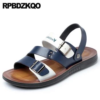 

2018 Outdoor Slip On Strap Men Sandals Leather Summer Shoes Casual Flat Waterproof Open Toe Slides Slippers Fashion Water