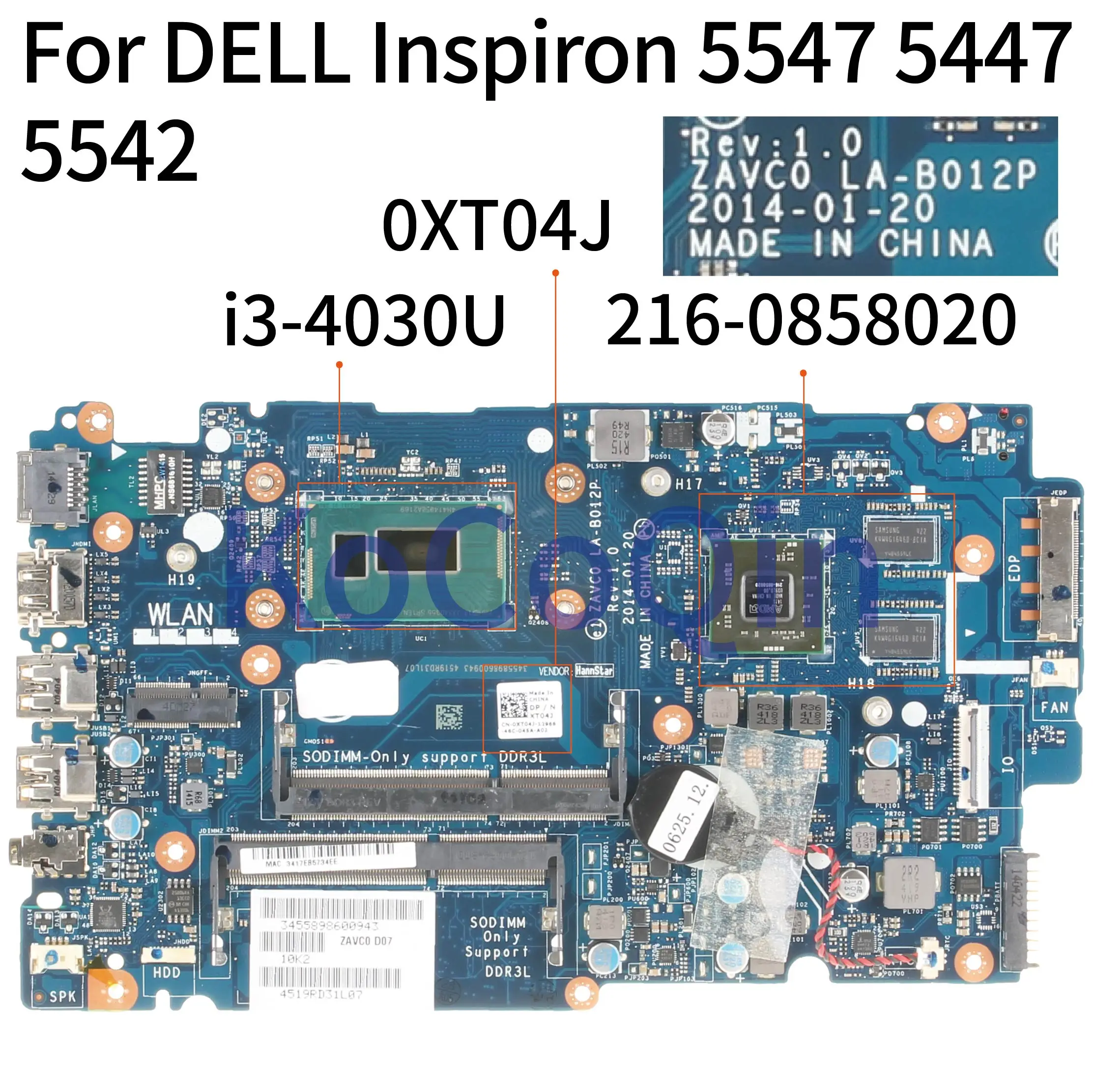 

Материнская плата для ноутбука KoCoQin для DELL Inspiron 5447, 5442, 5542, 5547, детская материнская плата, Φ 0XT04J, Φ SR1EN 216-0858020