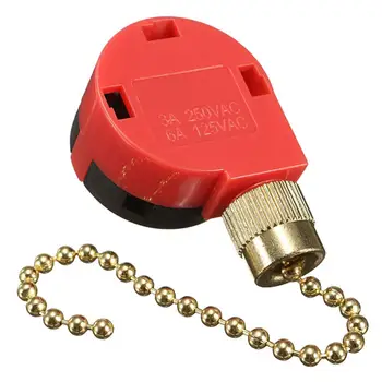 

10cm Red/Green Zipper Switch 3 Speed Pull Chain Control Nickel Fan switch With Antique Brass Chain