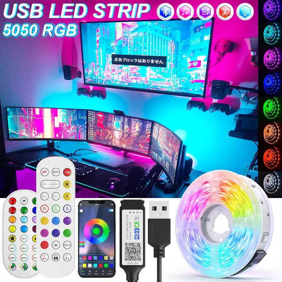 1M-30M Led Strip Lights USB Bluetooth APP Control Tv Backlight 5v RGB Tape 5050 Diode Room Decoration | Лампы и освещение