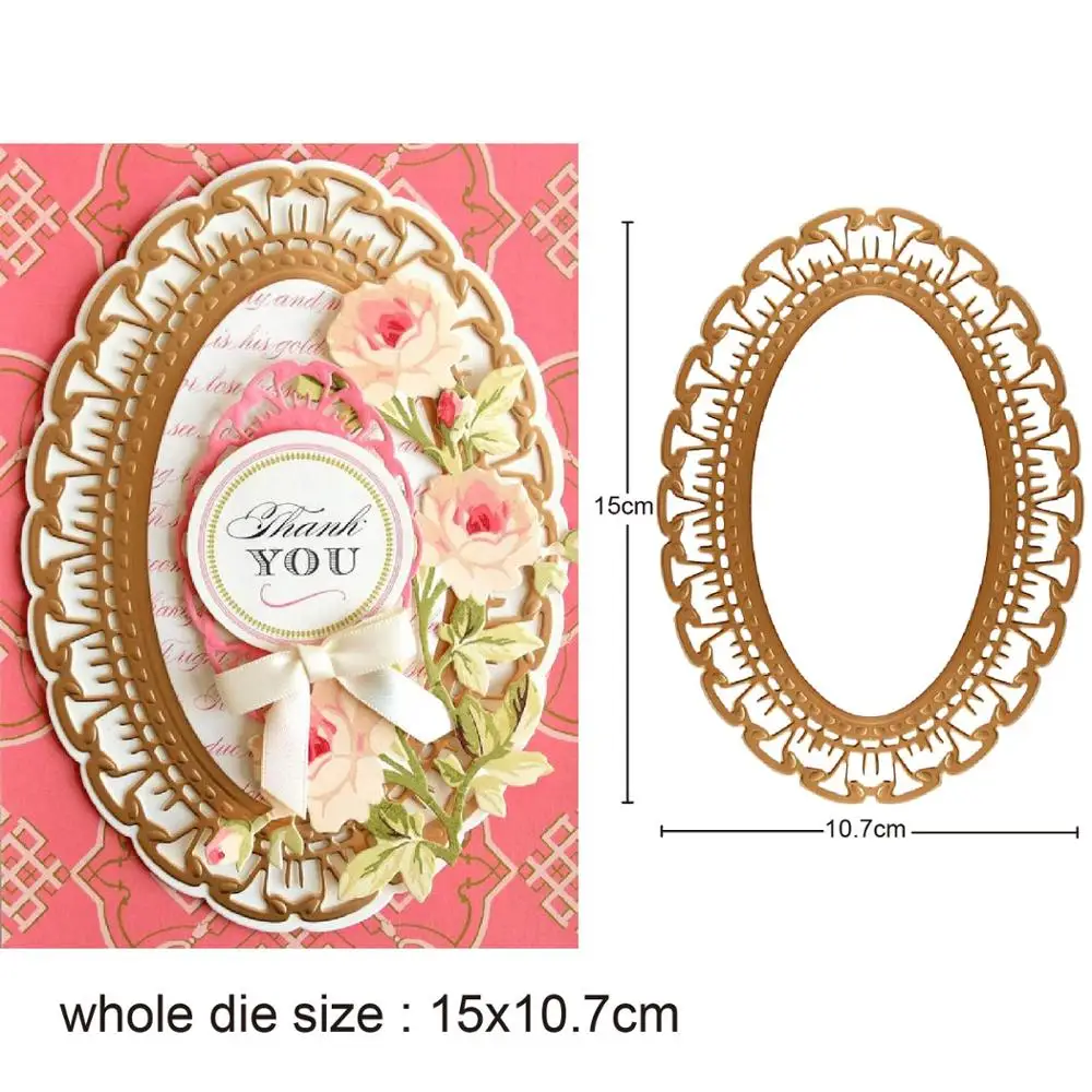 

Metal Cutting Dies 150 * 107mm oval frame DIY Scrapbook Dies Stencils Photo Album Paper Card Craft Embossing Mold