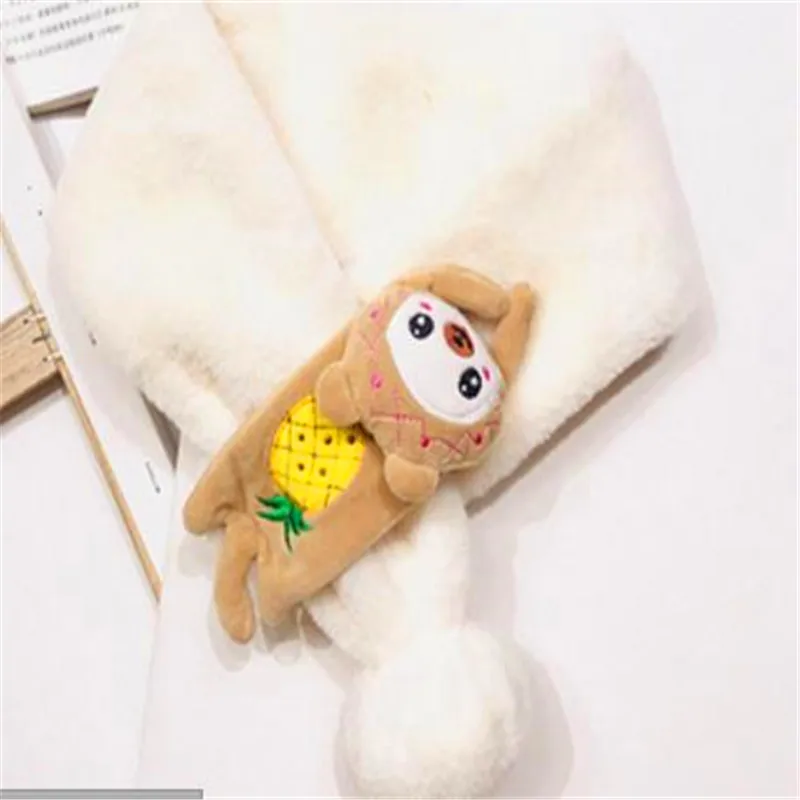 XXJ1254-Milk white Милый мультяшный шарф для мужчин и женщин Xiong Xiaofei, шерстяной шарф с густым ворсом, воротник-ошейник XXJ1254 - Цвет: XXJ1254-Milk white