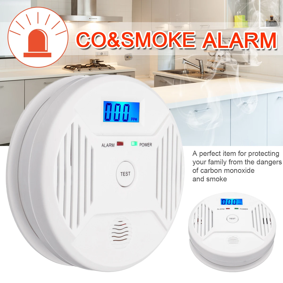 

LCD CO Carbon Monoxide Detector Poisoning Gas Alarm LED Sensor Warning Tester