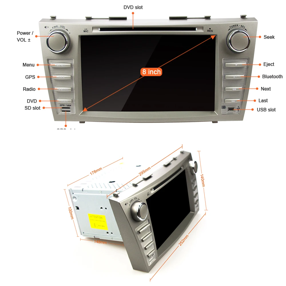 Perfect 2G+16G Android 9.1 Car Multimedia DVD CD Player 8 inch GPS Auto Radio WiFi 2 din USB for Toyota Camry 40 50 2006-2011 47 3