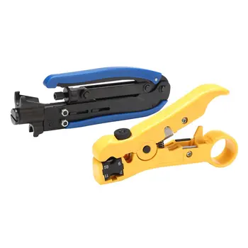 

RG6 RG59 RG11 Adjustable Coaxial Cable Crimper Stripper Compression Hand Tool Coax Cable Crimpers Strippers Tool