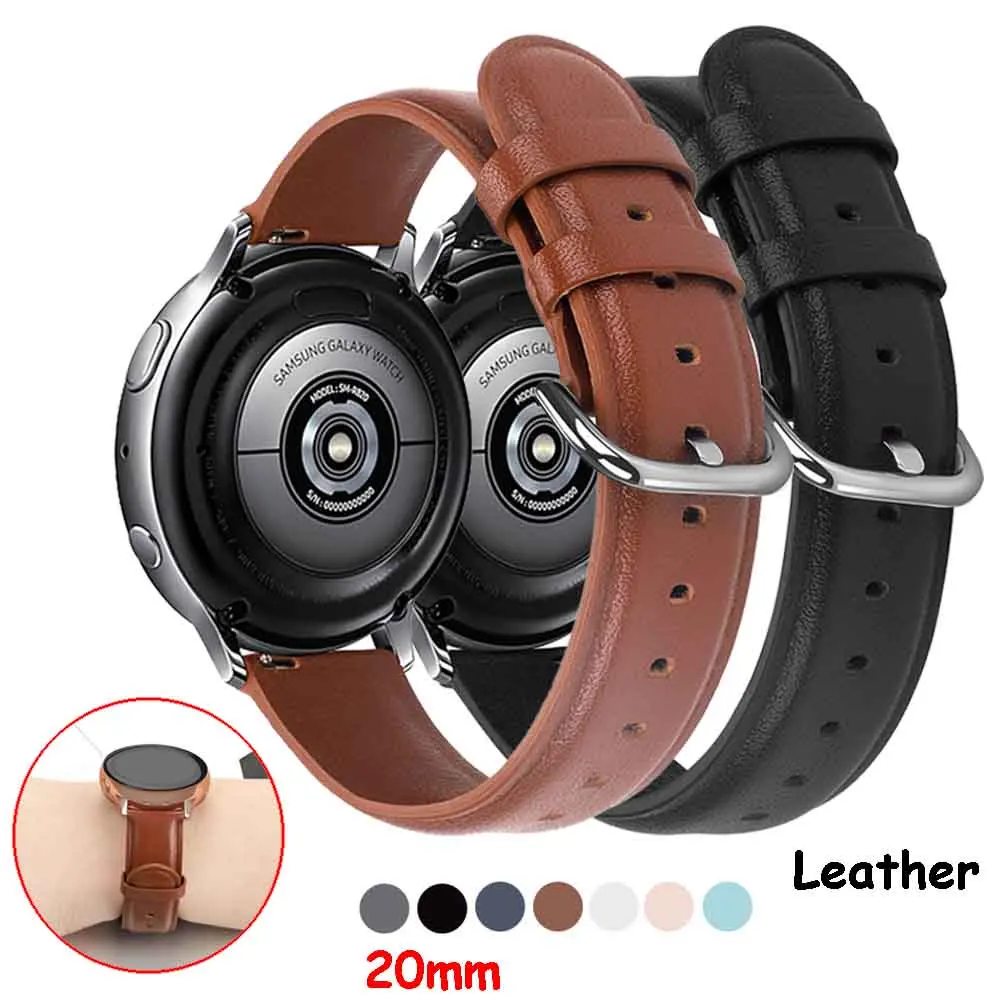 Кожаный ремешок для samsung Galaxy watch active 2 ремешок 44 мм 40 мм gear S2 huawei GT 2 42 мм 20 мм ремешок для часов браслет ремешок для часов 20