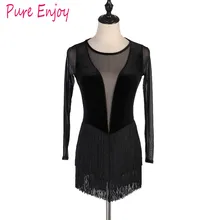 Юбка из латинского танца, платье для практики Юбка из латинского танца, черная женщина Румба Ча Ча Платья для латинских танцев