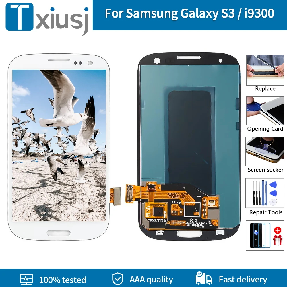 4 8 &quotAMOLED для SAMSUNG Galaxy S3 ЖК-дисплей дигитайзер сенсорный экран с рамкой ЖК-экран i9300