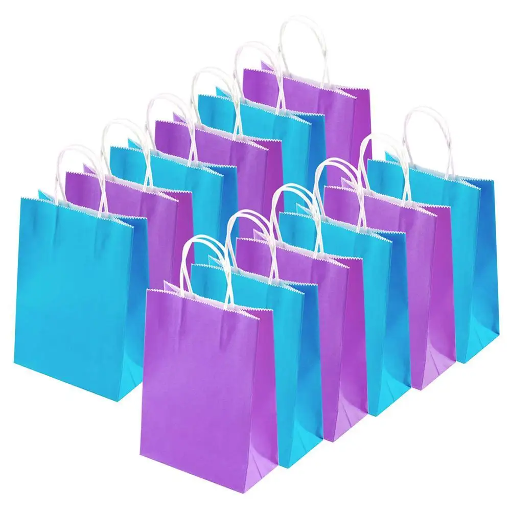 Эко сумка для покупок 20 штук крафт-бумаги сумки для покупок ремесло с ручкой день рождения ребенка душ свадьба Вечеринка торжества
