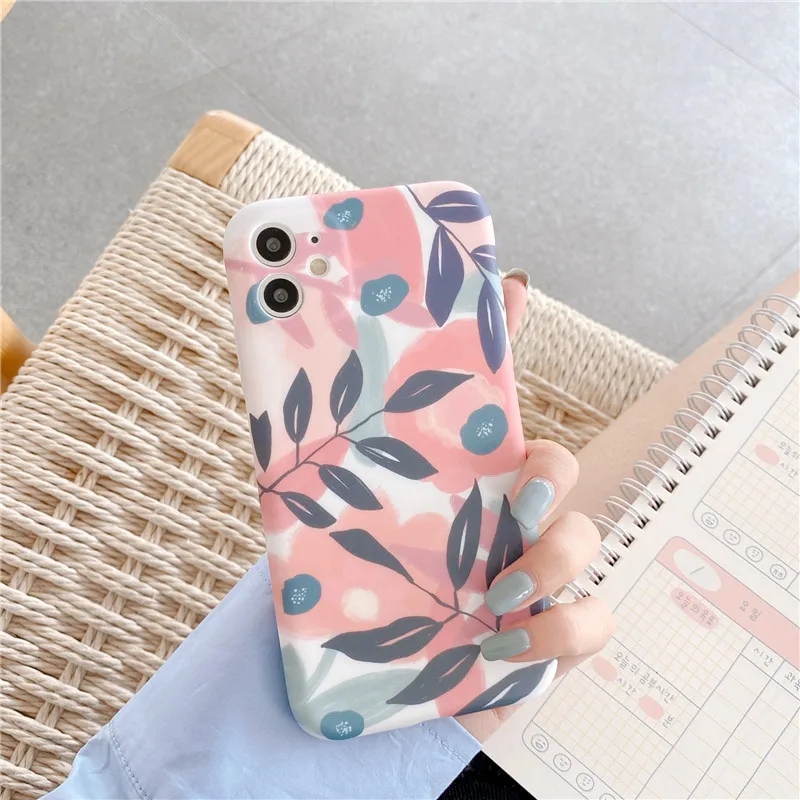 US $208.05 100Pcs Flower Leaf Phone Case For IPhone 12 Mini 11 Pro XR XS Max X 7 8 Plus Camera Protection Soft Silicone Cover For I12 SE2