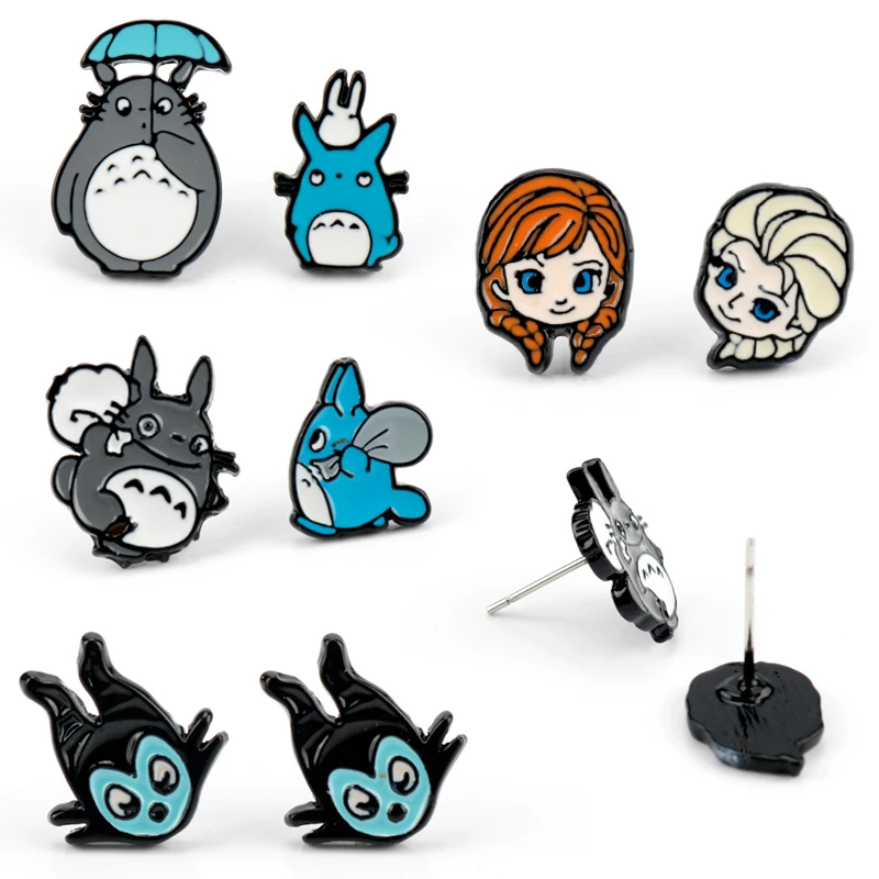 Мультяшные украшения серьги гвоздики Miyazaki Hayao Totoro эмалированные Анны и Эльзы для