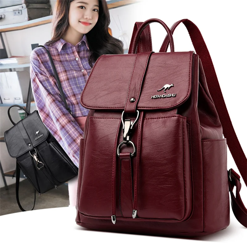 Women Backpack Bookbag School-Bags Travel Teenage-Girls High-Quality Luxury Large-Capacity